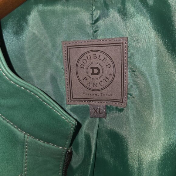 Double D Ranch Turquoise White Leather Fringe Jacket Woman's Size XL - Picture 3 of 10
